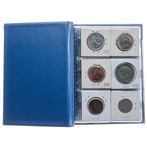 Coin Stock Book w/ 12 World Coins, Includes Silver