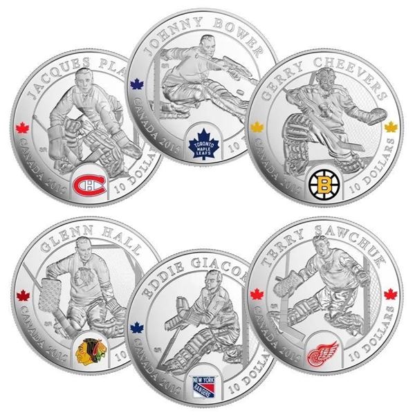 2015 NHL Goalie Set - 6 x $10 Fine Pure Silver Coins - Wood Case