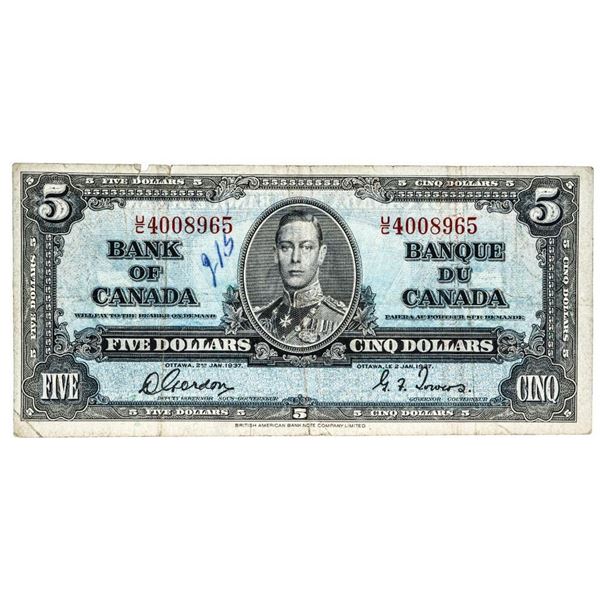 Bank of Canada 1937 $5