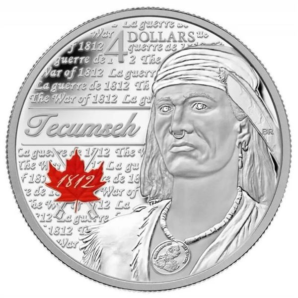 2012 $4 Heroes of 1812: Tecumseh - Pure Silver Coin