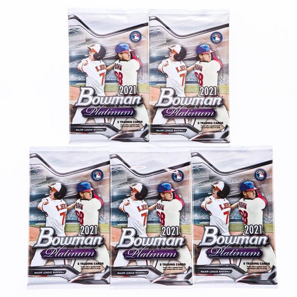 Lot 5 BOWMAN 2021 Platinum Baseball Wax - 5 Cards in Each