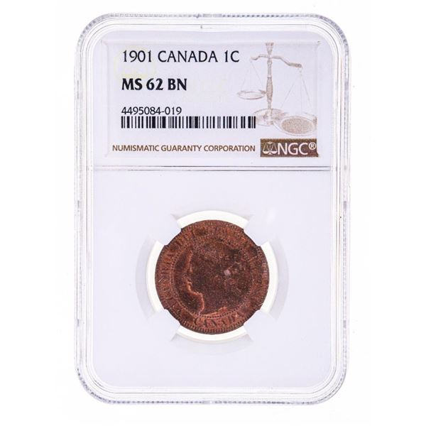 1901 Canada Large One Cent MS2  BN NGC