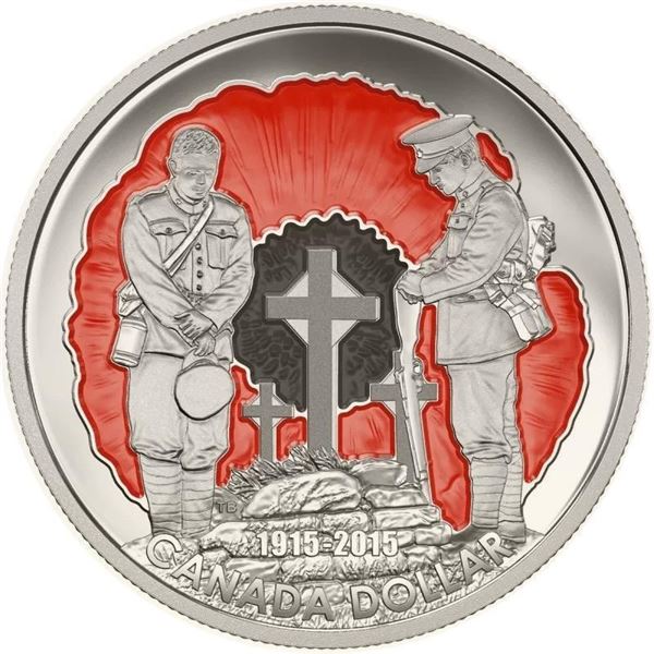2015 $1 In Flanders Fields, 100th Anniversary - Limited Edition Proof Pure Silver Dollar