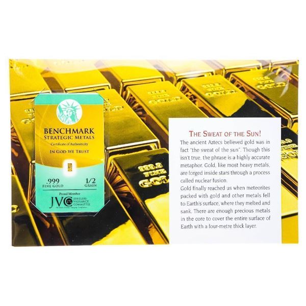 The Sweat of The Sun -.999 Fine Pure Gold 1/2 Grain Ingot, Sealed & Serialized