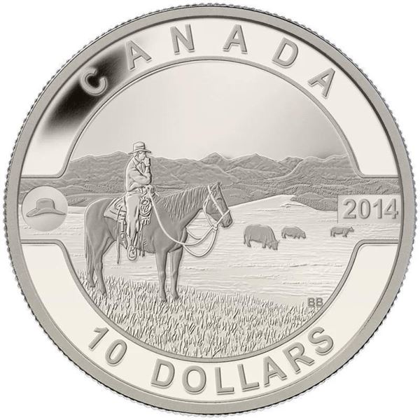 2014 $10 Fine Pure Silver The Canadian Cowboy