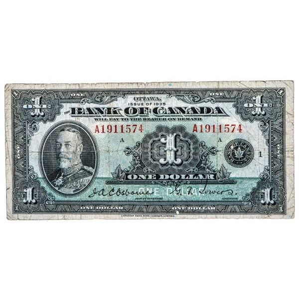 Bank of Canada 1935 One Dollar -Osbourne | Towers
