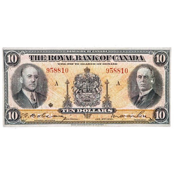 The Royal Bank of Canada Jan.1935 Ten Dollars