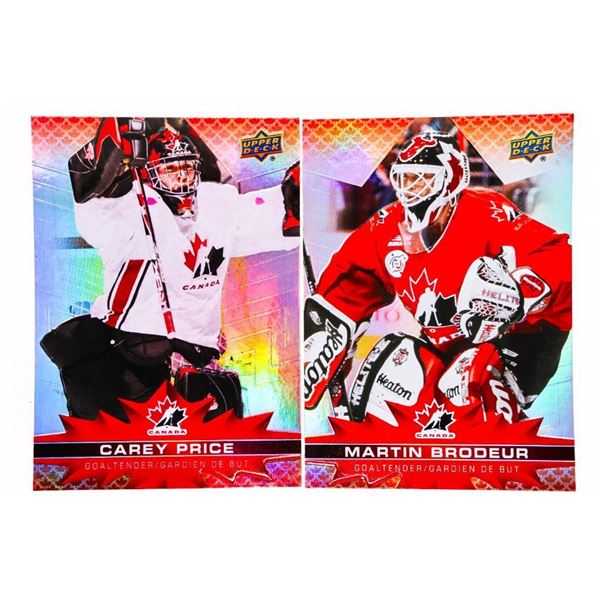 Lot 2 Team canada Goaltender Cards - ID Martin brodeur & Carey Price