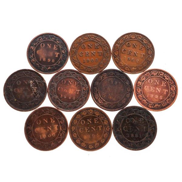 Lot 10 - Canada Large One Cent Coins - 1800's - 1900's