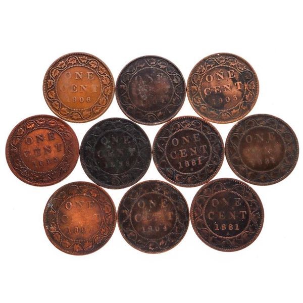 Lot 10 - Canada Large One Cent Coins - 1800's - 1900's
