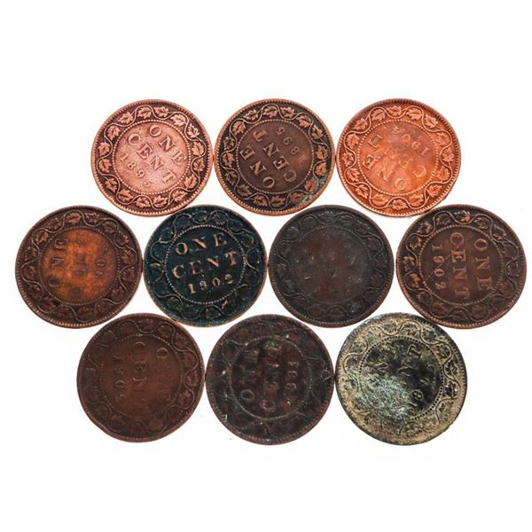 Lot 10 - Canada Large One Cent Coins - 1800's - 1900's