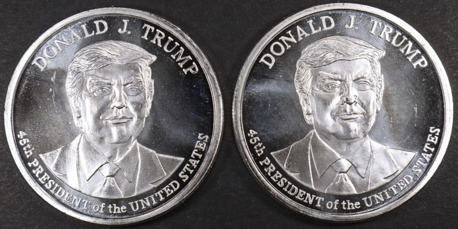 (2) 1 OZ .999 SILVER DONALD TRUMP ROUNDS