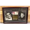 Image 1 : FRAMED PHOTOS & FIRST DAY OF ISSUE STAMP OF ELVIS PRESLEY WITH INFO PLAQUE 30" X 20"