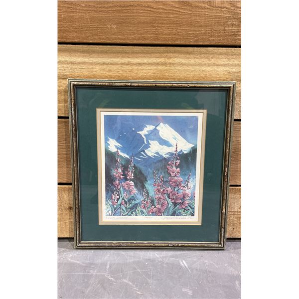 FRAMED LEP (190/650) BY JACQUIE COTE SUTER TITLED  DENALI FIREWEED  13  X 14 