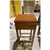 Image 2 : SINGLE SECRET DRAWER WOOD END TABLE 14.5" X 17.5" X 34" (1 PIECE MISSING IN BACK)