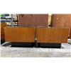 Image 2 : 2 MID CENTURY TEAK TRIANGULAR OVAL EDGE SIDE TABLES BY RS ASSOCIATES 24" X 24" X 17"