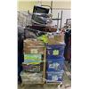 Image 1 : PALLET OF ASSORTED STORAGE LOCKER GOODS INCLUDING; FLOOR LAMPS, CEILING LAMP, HALLOWEEN MASK & MORE