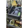 Image 2 : RACK OF ASSORTED ITEMS INCLUDING; BAGS, ARTWORK & CAR BOOSTER SEAT (RACK NOT INCLUDED)
