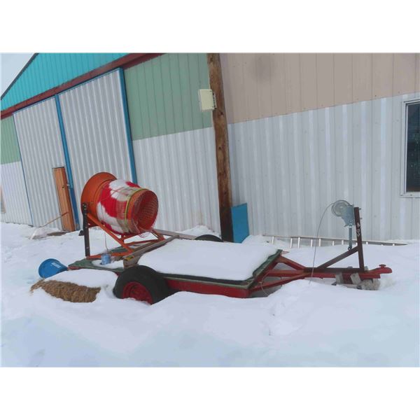 Christmas Tree Bagging Device Mounted on Bumper Hitch Trailer with Hand Winch Tree 