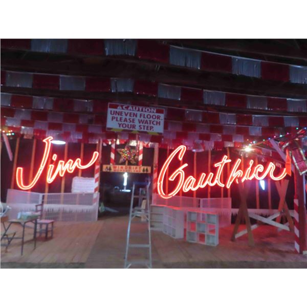 Neon Car Dealership Jim Gauthier (5 Piece) Sign , Working - 'Jim' Is in 2 Pieces Up to 8' Tall x 10'