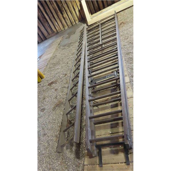 Early Wood Firemans Step Ladder 16' + 12' Extension