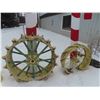 Image 1 : 4 Steel Wheels : 2 Rear Tractor Wheels 40'' Diameter Plus Lugs , 2 Front Tractor Wheels