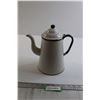 Image 1 : White Coffee Pot - Clean, 8" Tall, Enamel