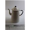 Image 1 : White Enamel Coffee Pot - 9" Tall with Lid