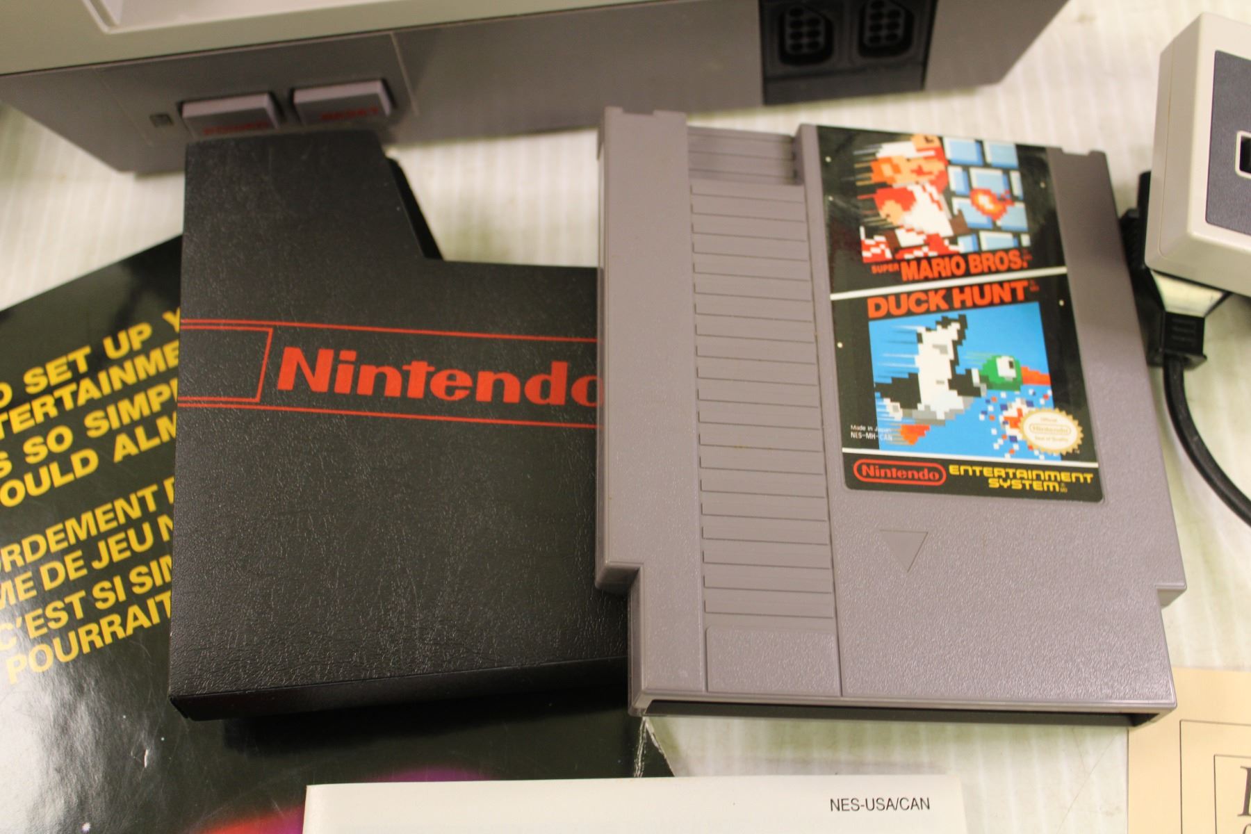 Nes Dialog Box Nintendo NES in Box with Mario Bros. and Duck Hunt Double Game ...