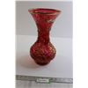 Image 1 : Cranberry Glass and Gold Vase