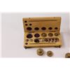 Image 2 : (2) Vintage Brass Balance Scale Weights with Wooden Boxes - Various Sizes/Weights (Incomplete Sets)