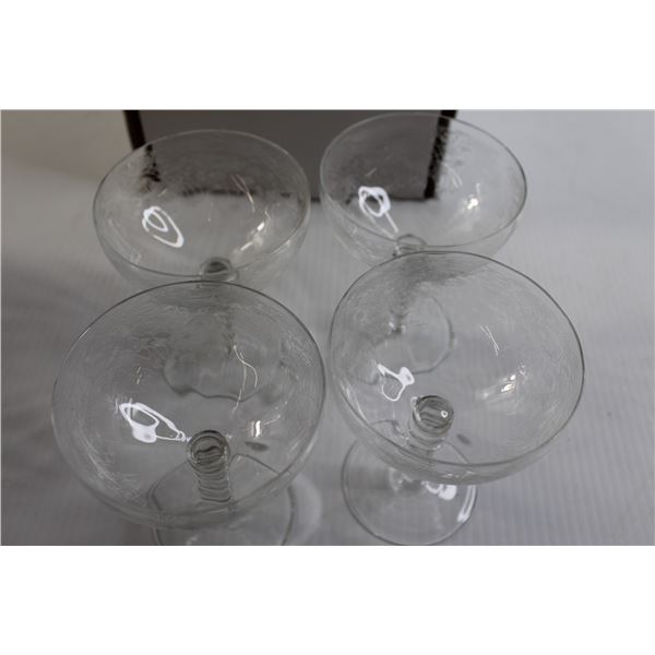 Vintage Etched Crystal Champagne Coupes