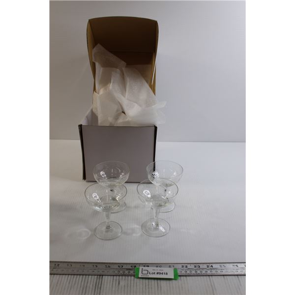 Vintage Etched Crystal Champagne, Dessert, Sherbet Stemware