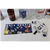 Image 8 : (3) Glasses - (Pilsner - Toronto Maple Leafs - Coca Cola) - Labatt Blue Red Wings Beer Bottle - Wayn