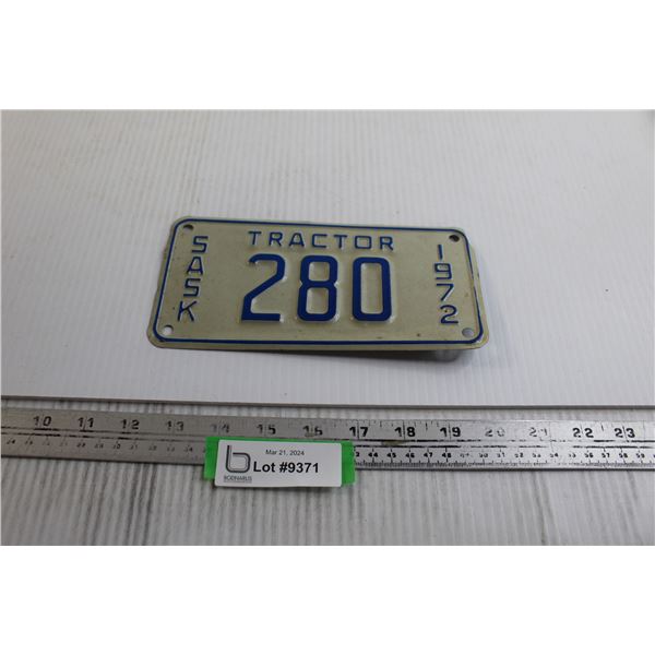 Saskatchewan 1972 Tractor License Plate