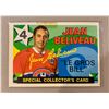 Image 1 : 1971-72 OPC Jean Beliveau Special Collectors Hockey Card - Rare