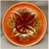 Image 1 : Dugan Carnival Glass Pumpkin Peach Opal Four Flowers Dessert Plate Circa 1909
