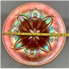 Image 4 : Dugan Carnival Glass Pumpkin Peach Opal Four Flowers Dessert Plate Circa 1909