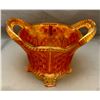 Image 1 : Northwood Carnival Glass Pumpkin Marigold Bushel Basket Hex Shaped Top - Rare, Circa 1910