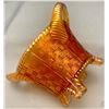 Image 5 : Northwood Carnival Glass Pumpkin Marigold Bushel Basket Hex Shaped Top - Rare, Circa 1910