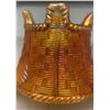 Image 7 : Northwood Carnival Glass Pumpkin Marigold Bushel Basket Hex Shaped Top - Rare, Circa 1910