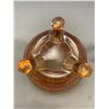 Image 5 : Northwood Carnival Glass Radium Marigold Beaded Cable 3-Footed Rose Bowl - Circa 1910