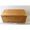 Image 1 : Wooden Box w/Brass corners & Latch (lid is cracking - 17"w x 9"d x 7"h)