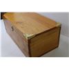 Image 4 : Wooden Box w/Brass corners & Latch (lid is cracking - 17"w x 9"d x 7"h)