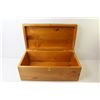 Image 6 : Wooden Box w/Brass corners & Latch (lid is cracking - 17"w x 9"d x 7"h)