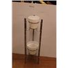 Image 1 : *Vintage Plant Stand with Milk Glass Pots - MCM, Chrome Base, 3' Tall