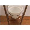 Image 4 : *Vintage Plant Stand with Milk Glass Pots - MCM, Chrome Base, 3' Tall