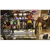 Image 1 : SHELF LOT OF ASSORTED WOODEN CARVINGS INCLUDING; ROOSTER, MOOSE, HUMPTY DUMPTY AND MORE