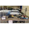Image 1 : SHELF LOT OF TACH- DWELL- POINTS TESTERS, ELECTRICAL PARTS, SPRAY GUN AND MORE