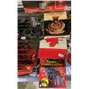 Image 2 : LOT OF ASSORTED TOY TRUCKS, TOY GUN, BINOCULARS, WOLF MASK AND MORE